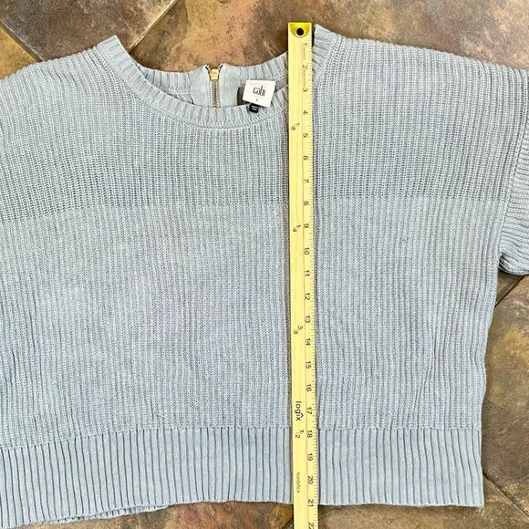 Cabi Fair Play Ribbed Blue Reversible Knit Sweater Large - Picture 4 of 13